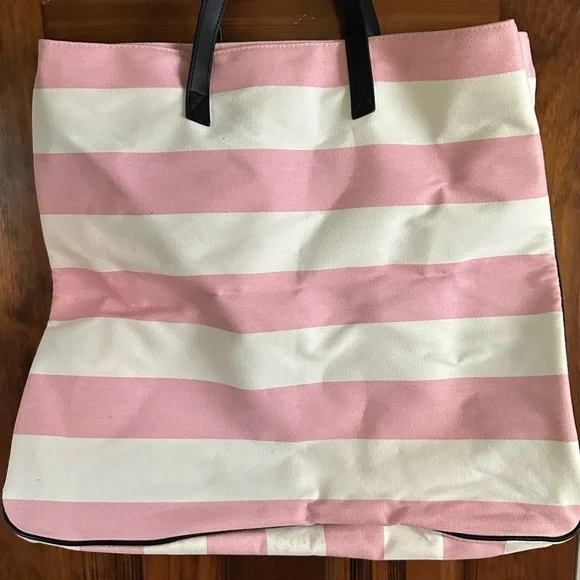 Victoria Secret Pink Striped Tote Bag XO - Picture 4 of 8